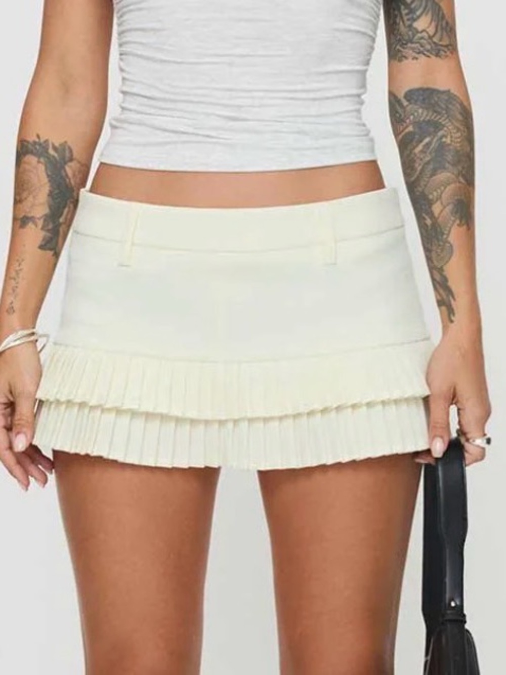 NWT Lioness Deei Double Ruffle Mini Skort Soft Lemon